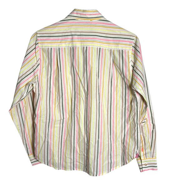 Kerri Rosenthal Shrunken Pia Shirt Button down shirtNeon Striped Heart Sz medium - Picture 6 of 10